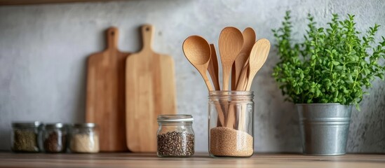 Wooden Utensils and Kitchenware Display
