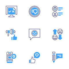 Feedback icon set. Bold line style. Duotone colors. Editable stroke. computer, dislike, review, ethicalmarketing, badreview, reviews, rating, conversation