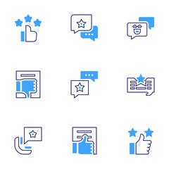 Feedback icon set. Bold line style. Duotone colors. Editable stroke. rating, opinion, chat, unlike, review, call, like