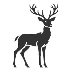 Fototapeta premium Deer silhouette vector illustration with antlers in a wild nature design