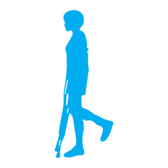 adult with crutches blue icon