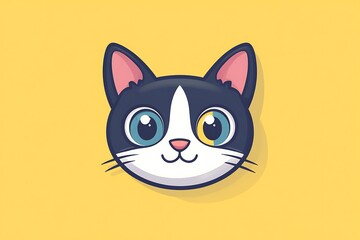 Obraz premium A cute feline face symbol showcasing joy through expressive eyes and smile.