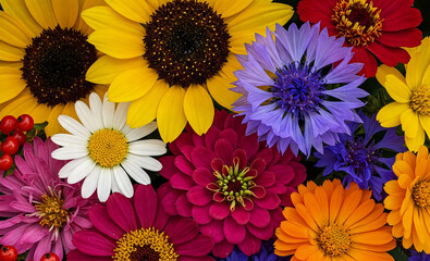 colorful bouquet of sunflowers