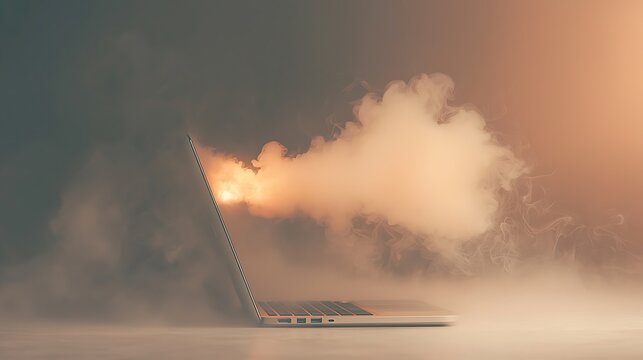 Laptop Smoke Cloud for Digital Mystery. - Powered by Adobe