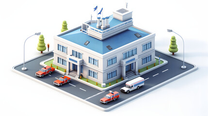 Police Station isometric 3D
