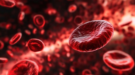 Fototapeta premium Microscopic View of Red Blood Cells in Motion