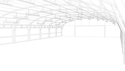 A large, empty room with a white ceiling. The room is empty and has a very clean, minimalist look