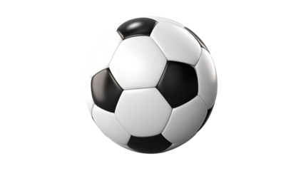 Black and White Soccer Ball on PNG Transparent Background. Competition, Exercise, Fitness, Sportsmanship
