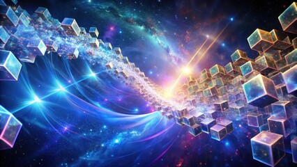 Cubes forming a mesmerizing dynamic wave in the depths of space