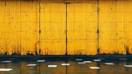 Aged yellow warehouse doors