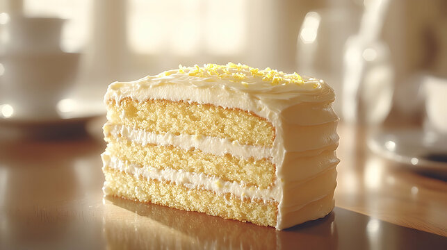 Lemon Cake Slice on Table