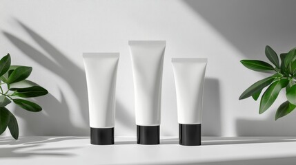 Glossy Plastic Cosmetic Cream Tube Branding Mockup, box package, 3d mockup