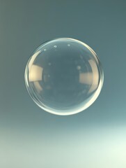 A delicate soap bubble floating against a soft gradient background, capturing light reflections