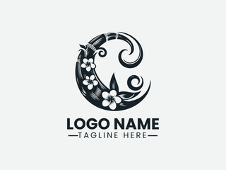 Penjor Nyepi Bamboo Offering Logo Design, Nyepi Penjor Prosperity Symbol Logo