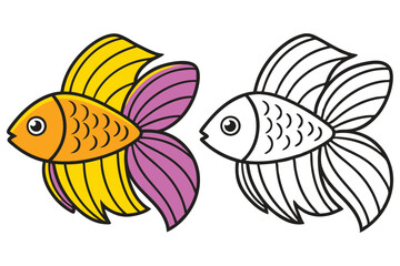 Colorful Fish Illustration for Kids Coloring Book Activity Sheet