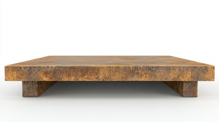 Rusty metal platform with a flat surface, isolated on white background, ideal for product display