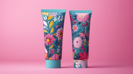 Glossy Plastic Cosmetic Cream Tube Branding Mockup, box package, 3d mockup