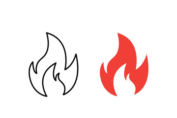 Fire icon, red hot fire ,flame heat or spicy food symbol flat vector icon set illustration isolated on white background. fire and flame logo art work.