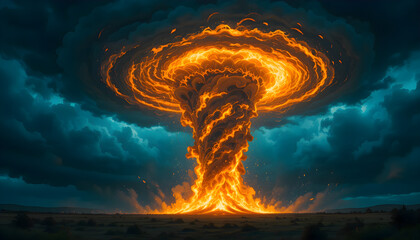 Whirlwind of Flames: A Dramatic 4K Digital Painting of Fire and Darkness