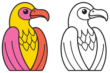 Adorable Cartoon Vulture Illustration Coloring Page Bird Animal Wildlife Nature
