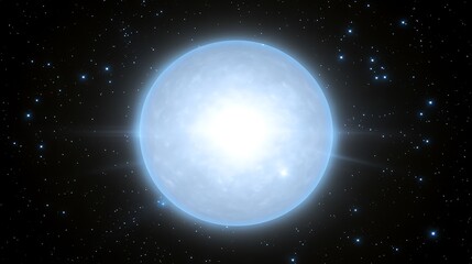 A luminous bright blue celestial body surrounded by many stars