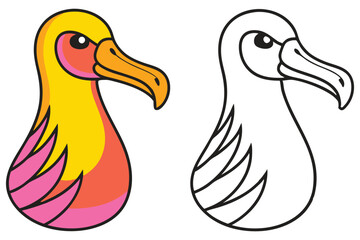 Adorable Cartoon Albatross Illustration Coloring Page Bird
