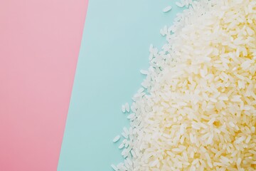 Obraz premium A pile of white rice sits on a colorful background
