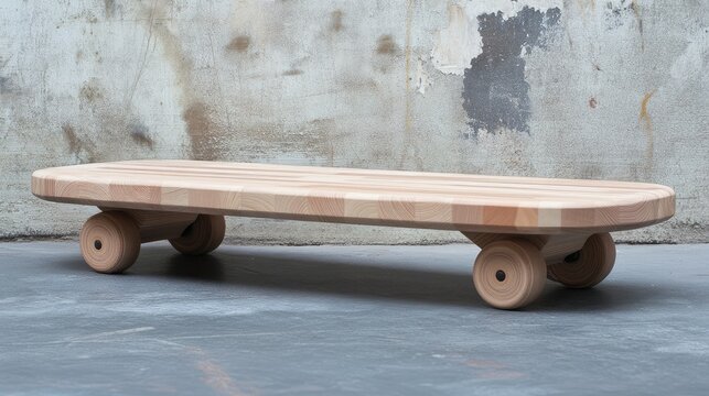 A wooden balance board made from recycled rubberwood.