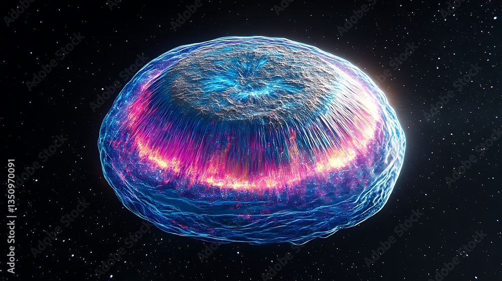 Aufkleber an abstract and colorful depiction of a spherical cosmic object