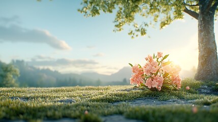 Spring action blooming flower flora in nature serene landscape captured moment