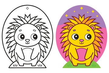 Adorable Hedgehog Coloring Page Cute Cartoon Animal Illustration for Kids