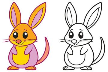Adorable Cartoon Bilby Illustration Coloring Page Featuring a Cute and Friendly Marsupial Character
