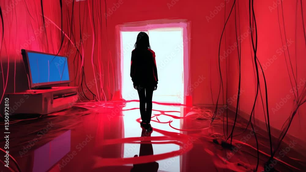 Poster Exploring a Vibrant and Abstract Digital Art Installation Generative AI