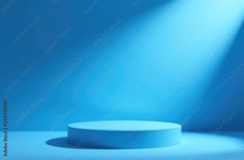 Poster blue background for product presentation with shadows and light. empty podiums. mockup
