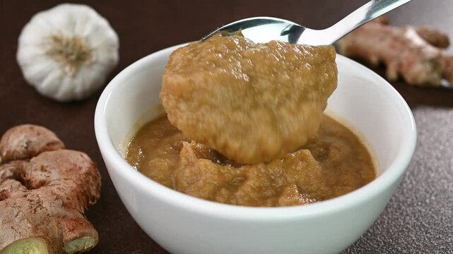 Ginger garlic paste mix in a bowl.