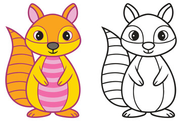 Adorable Cartoon Raccoon Illustration Coloring Page for Kids Fun Learning Activity