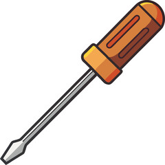 Illustration of a flathead screwdriver with orange handle, A bright illustration of a flathead screwdriver with an orange handle, symbolizing tools for DIY projects and home repairs.
