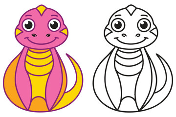 Adorable Cartoon Baby Dragon Illustration Coloring Page Fun for Kids Learning Activity