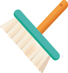 Illustration of a cleaning broom with wooden handle, A simple illustration of a cleaning broom with a wooden handle, representing domestic chores and cleaning tasks.
