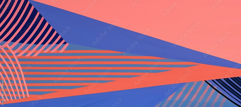 Poster background with diagonal geometric shapes in pink and blue tones blending together – empty template 