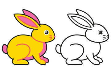 Adorable Yellow and White Bunny Rabbits for Coloring Pages Easter Cards and Kids Activities