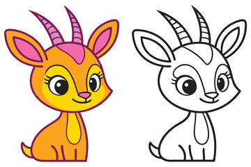 Adorable Cartoon Baby Gazelle Illustration Coloring Page Cute Animal Drawing