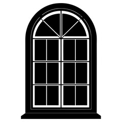 Curved Window Frame Silhouette Vector