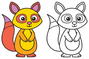 Adorable Cartoon Raccoon Illustration Coloring Page Cute Animal Character Design for Kids