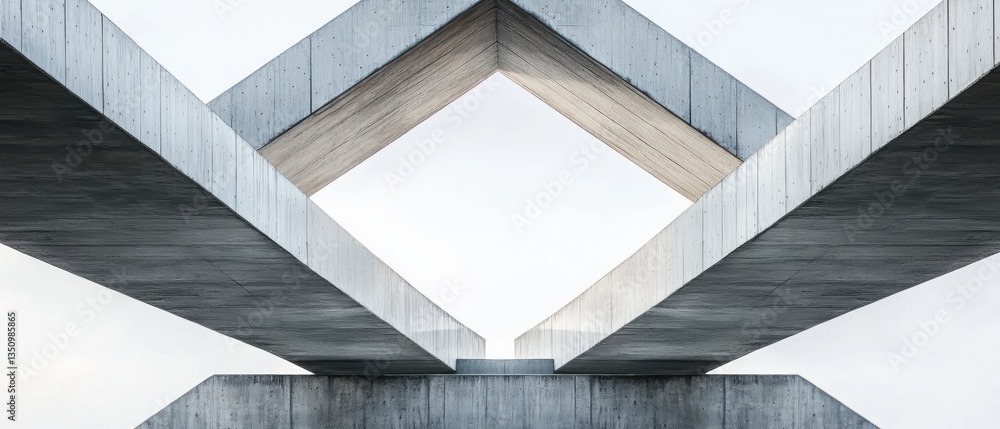 Aufkleber abstract geometric architecture with concrete formations and modern design elements against a clear 