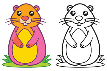 Adorable Cartoon Gopher Coloring Page Illustration for Kids