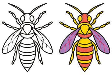 vector illustration of cartoon bee