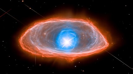 Obraz premium A vivid cosmic nebula surrounded by a star filled black sky