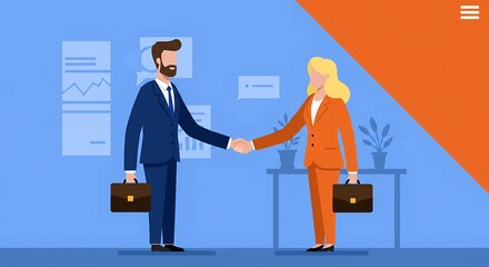 Obraz premium Successful Business Partnership Deal Closing Handshake Agreement of Two Colleagues