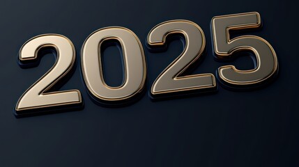 Elegant Gold 2025 Numbers Dark Background New Year Design